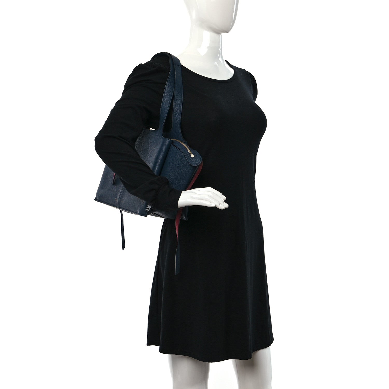 Celine Baby Grained Calfskin Small Tri-Fold Bag Steel Blue 3 of 12