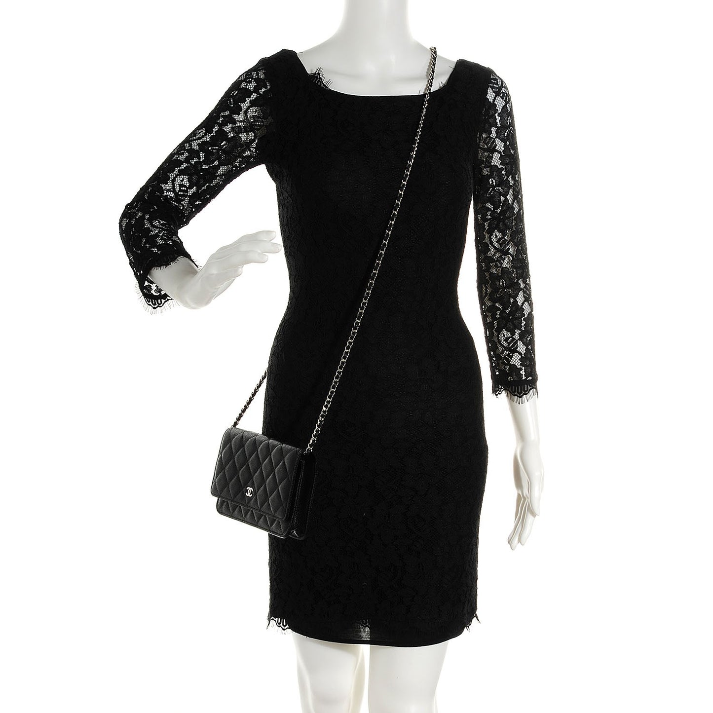 Caviar Quilted Wallet On Chain WOC Black