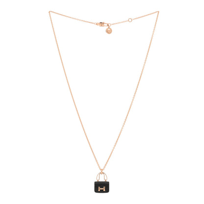 Hermes 18K Rose Gold Black Jade Constance Amulettes Pendant Necklace 2 of 3