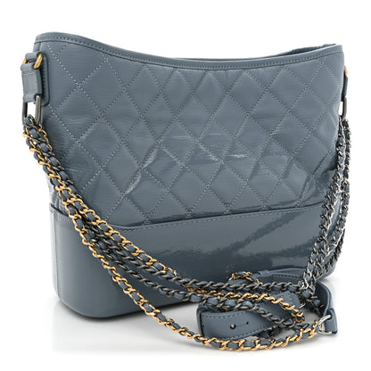 Chanel Patent Goatskin Quilted Medium Gabrielle Hobo Blue 3 of 14