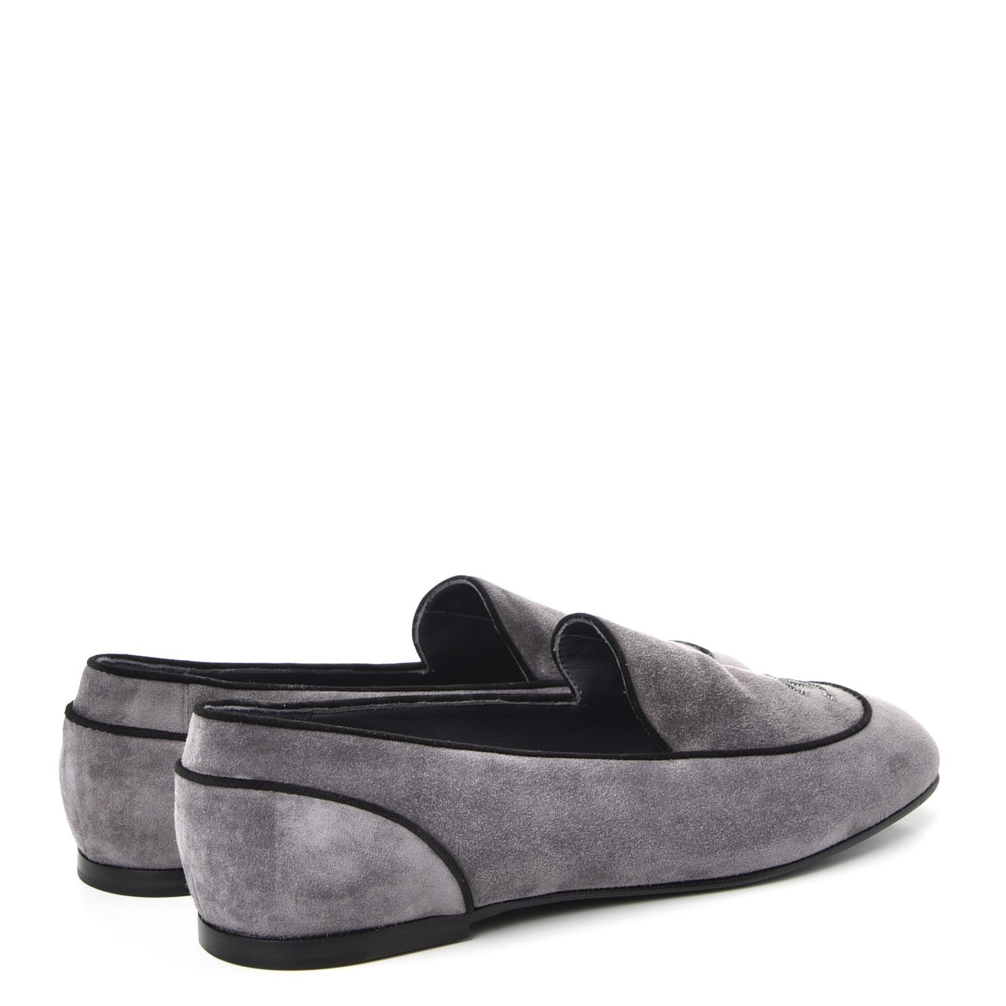 Suede Calfskin Mocassin CC Flats 41 Grey