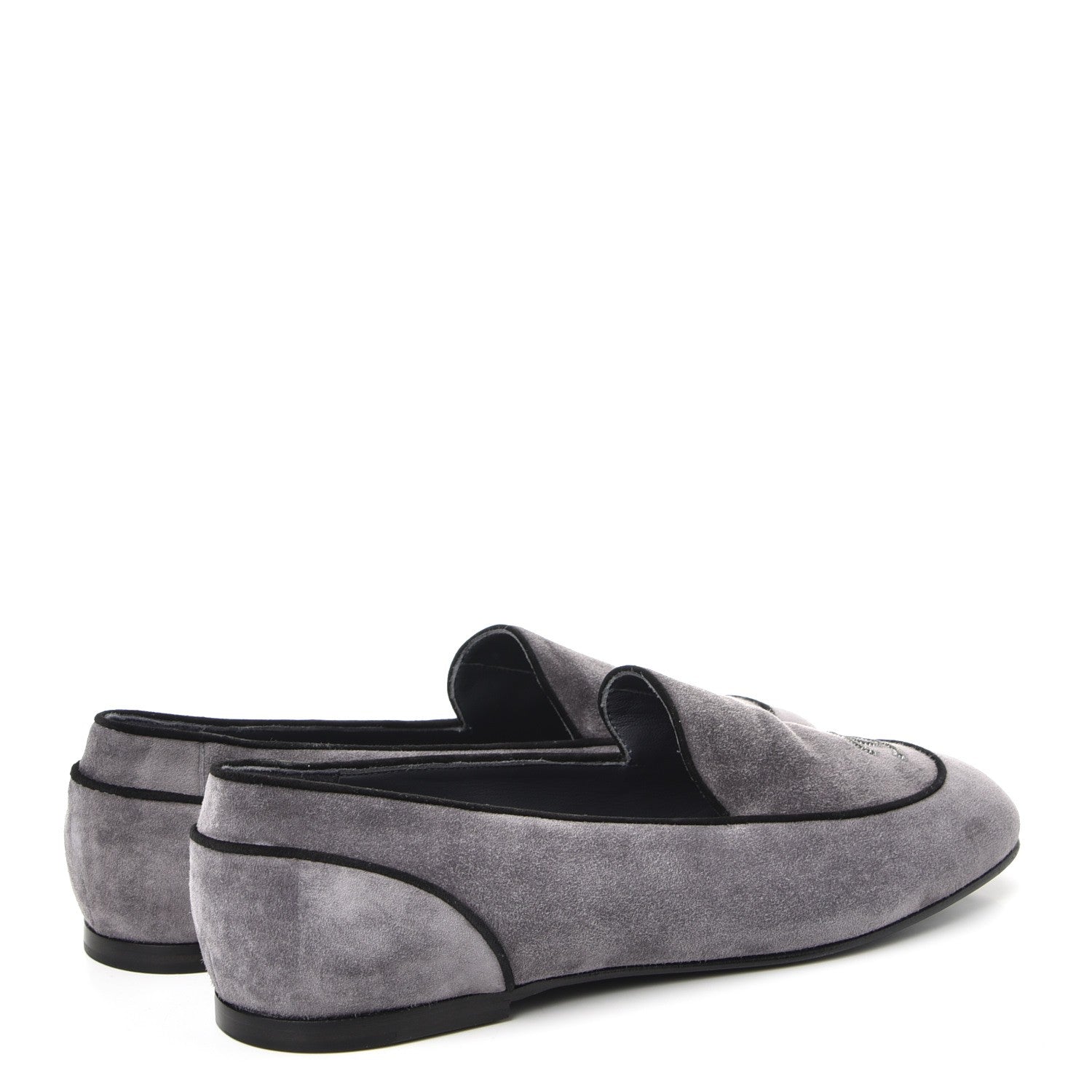 Chanel Suede Calfskin Mocassin CC Flats 41 Grey 4 of 9