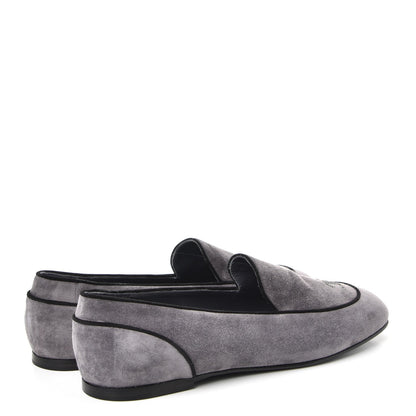 Chanel Suede Calfskin Mocassin CC Flats 41 Grey 4 of 9