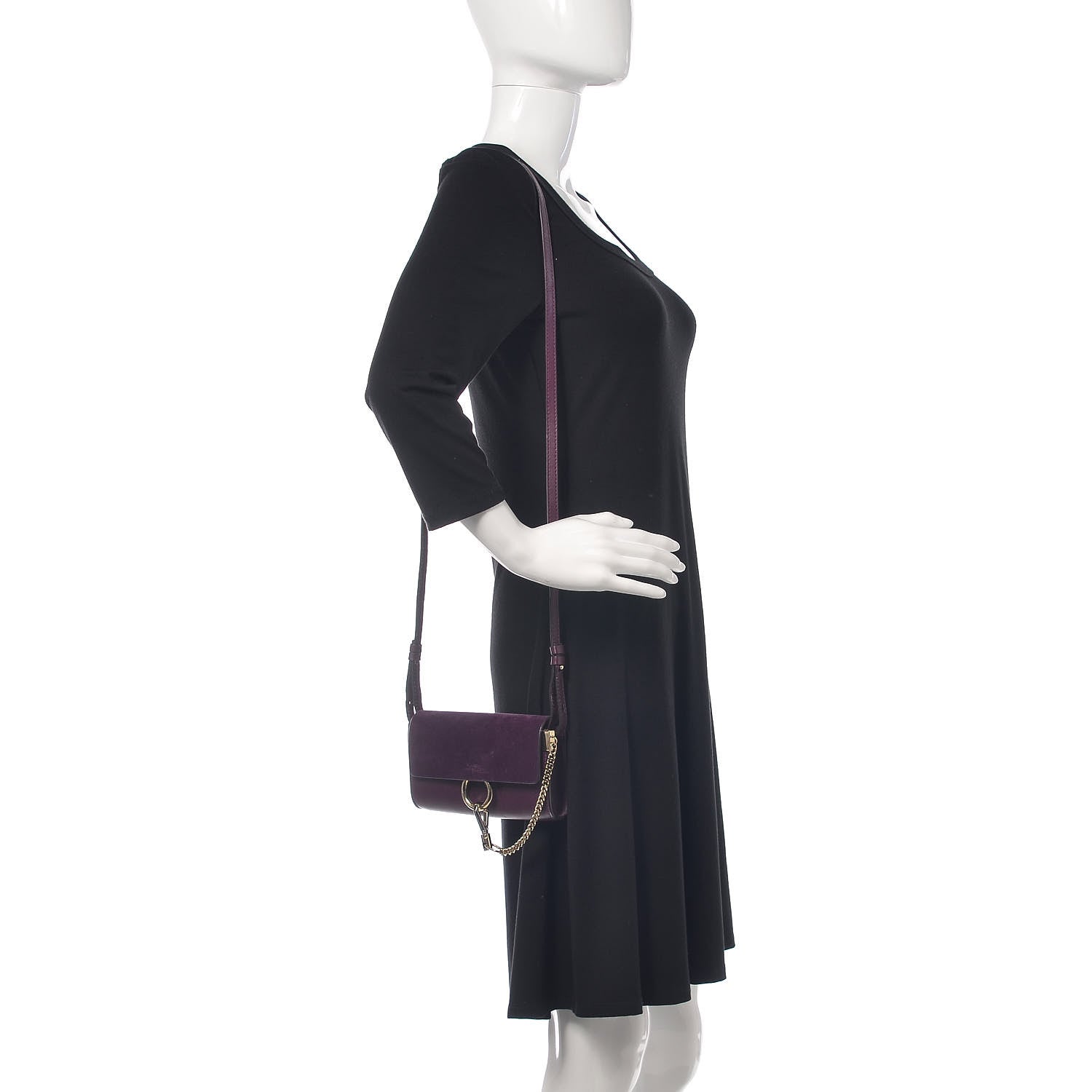 Chloe Suede Calfskin Mini Faye Shoulder Bag Intense Violine 2 of 13
