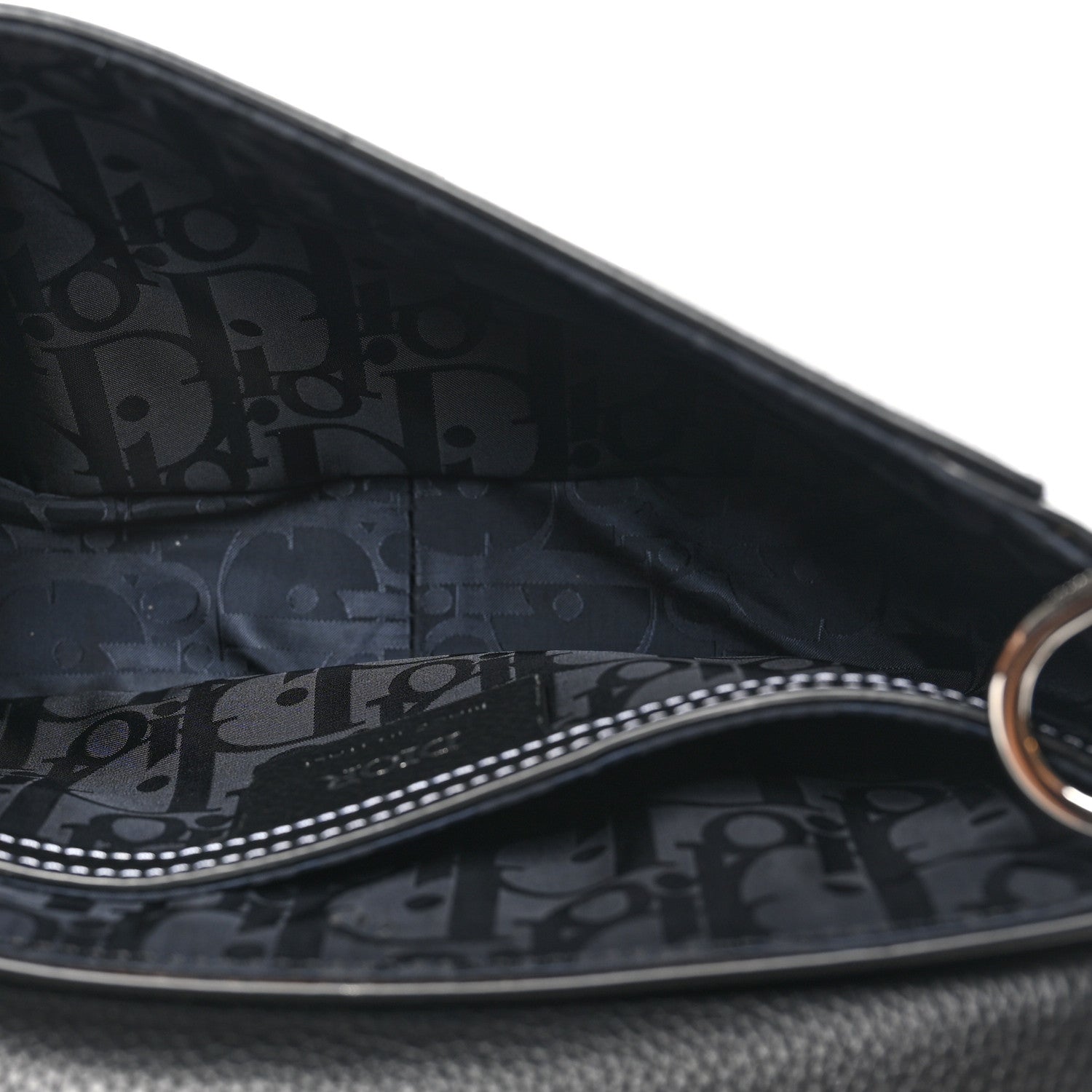 Christian Dior Grained Calfskin Saddle Messenger Bag With Strap Black 5 of 10