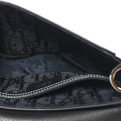 Christian Dior Grained Calfskin Saddle Messenger Bag With Strap Black 5 of 10