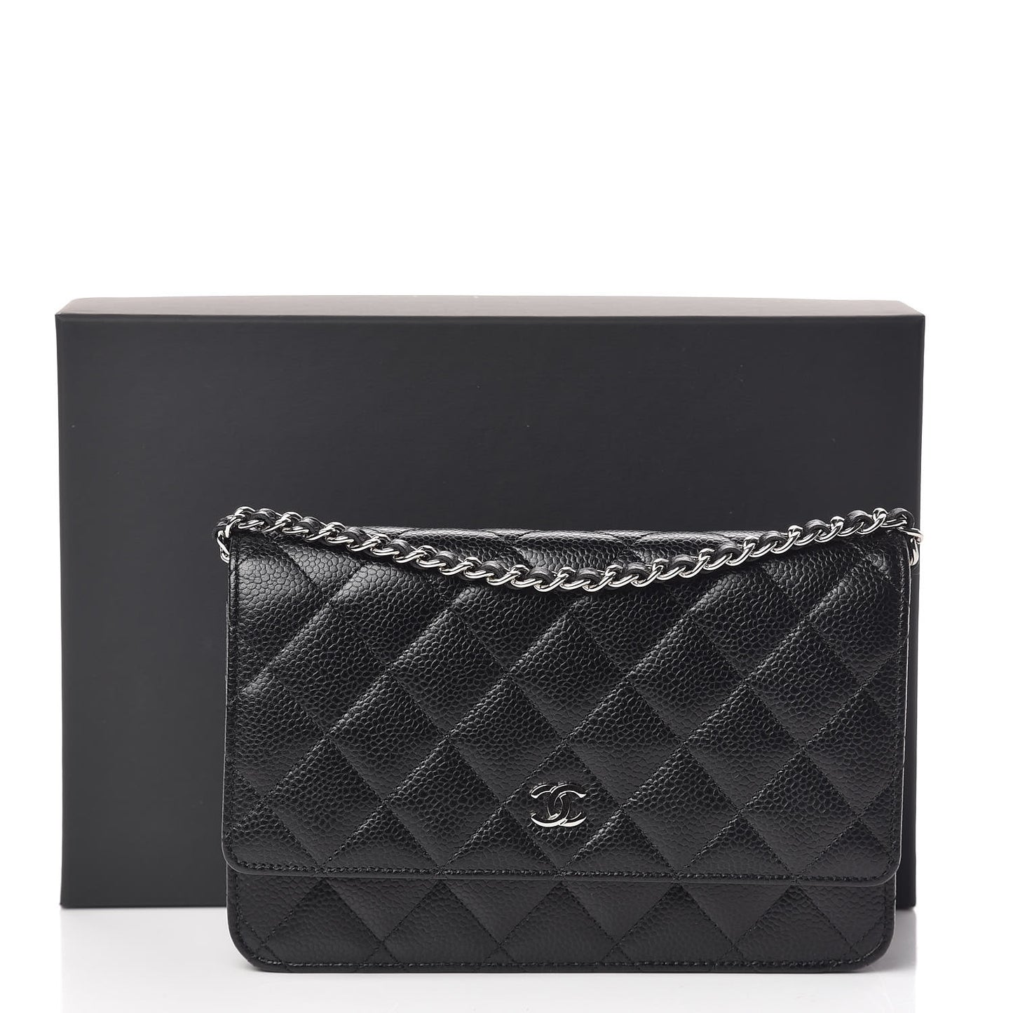 Caviar Quilted Wallet On Chain WOC Black