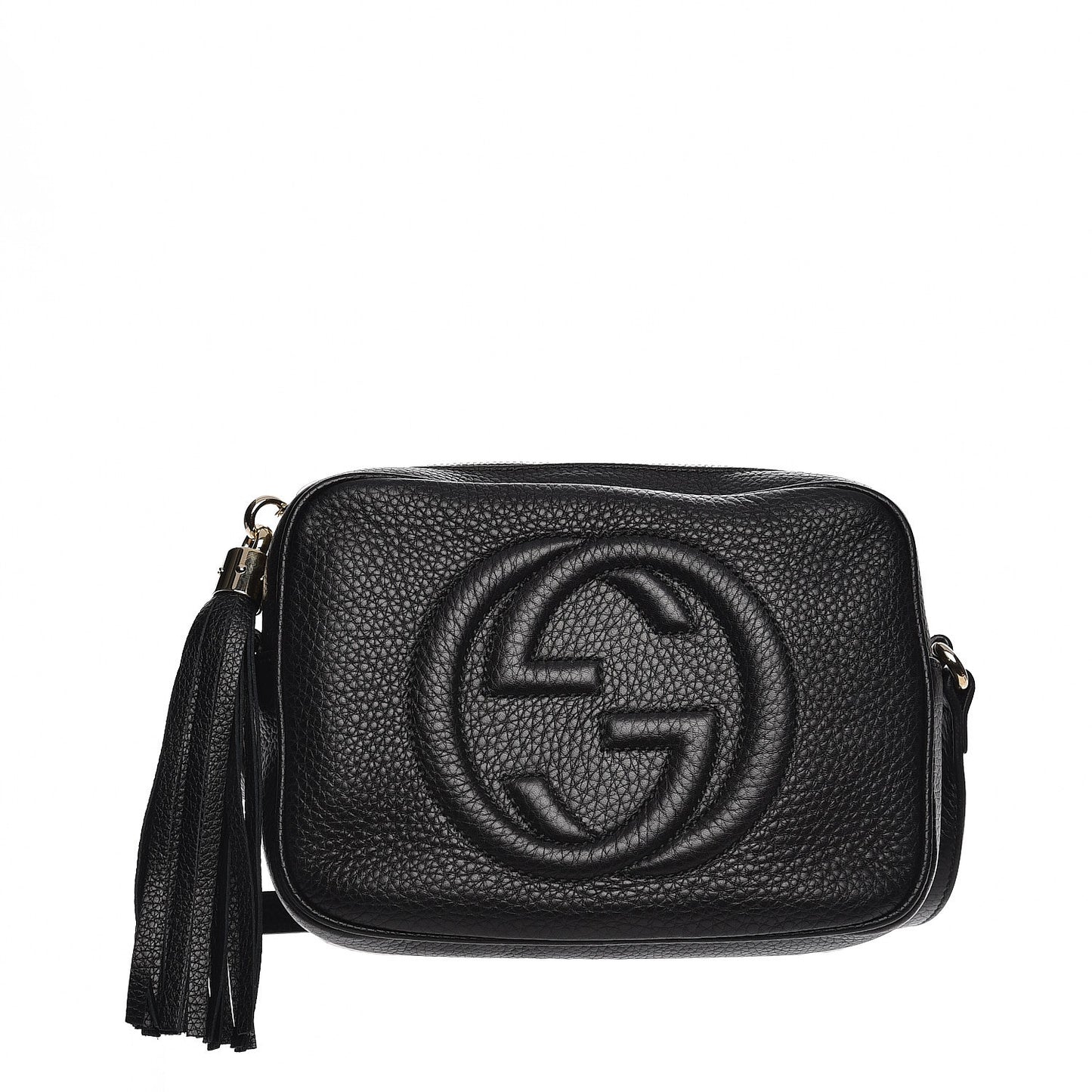 Pebbled Calfskin Small Soho Disco Bag Black