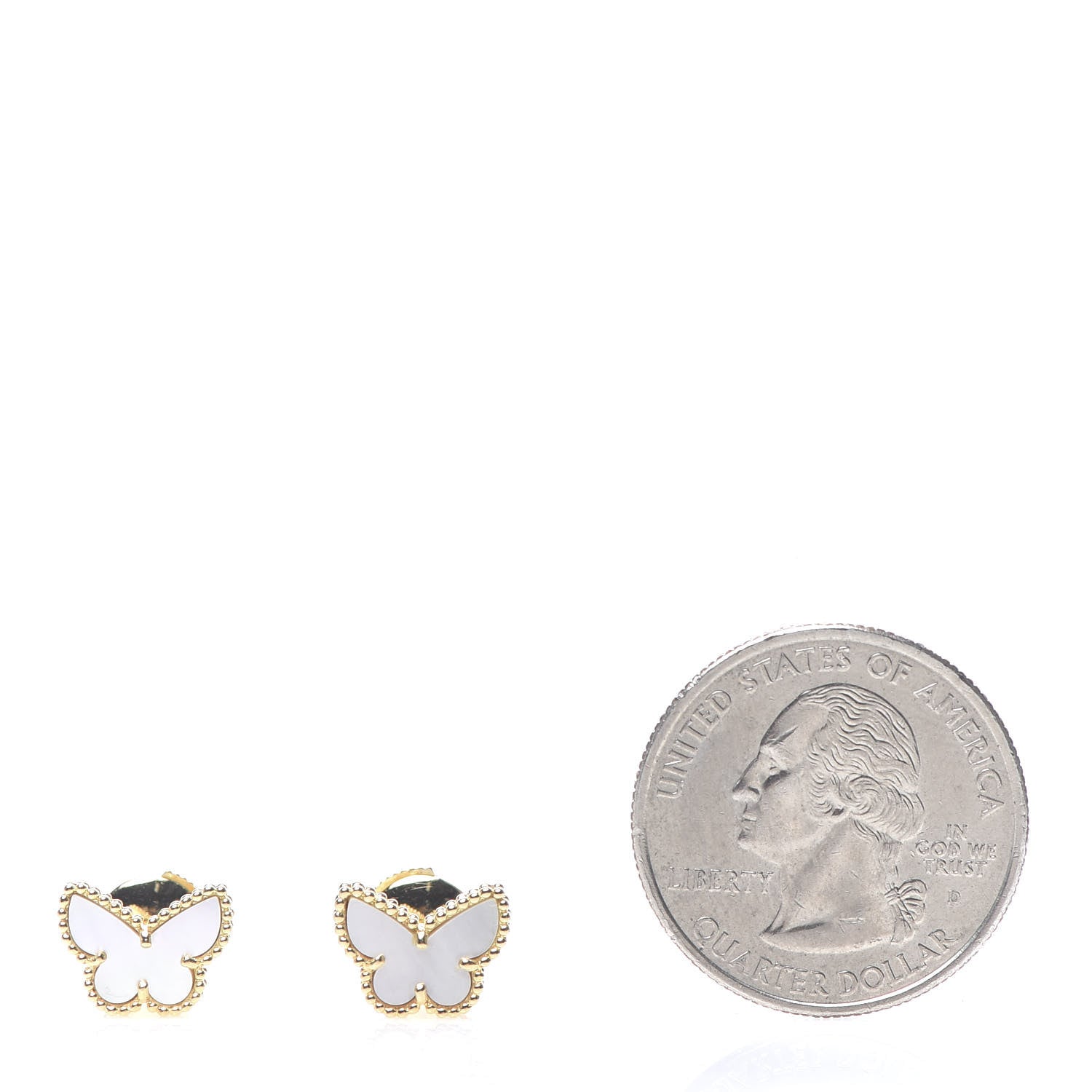 Van Cleef & Arpels 18K Yellow Gold Mother of Pearl Sweet Alhambra Butterfly Earrings 2 of 6