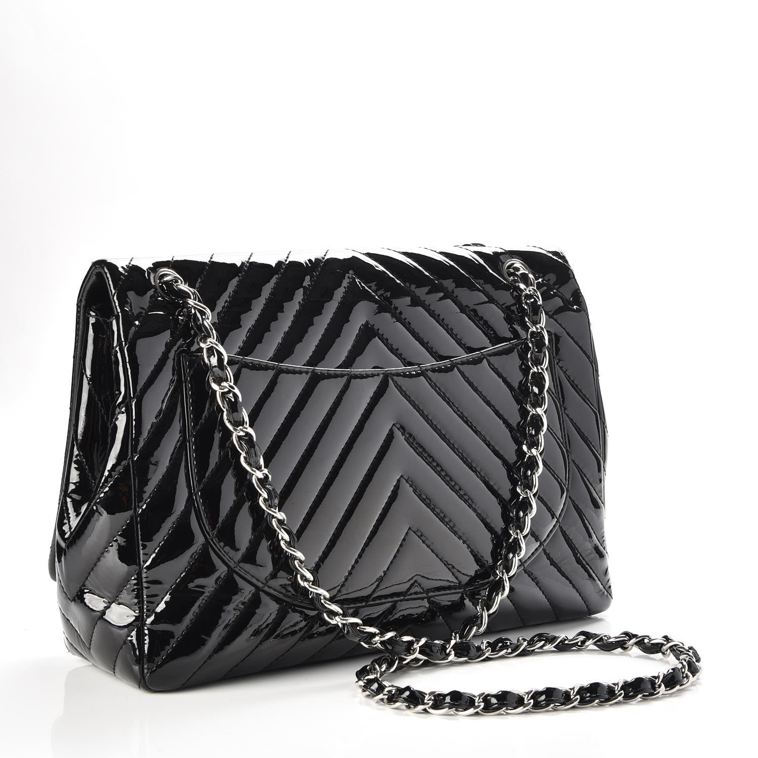 Chanel Patent Chevron Quilted Maxi Single Flap Black 4 of 9