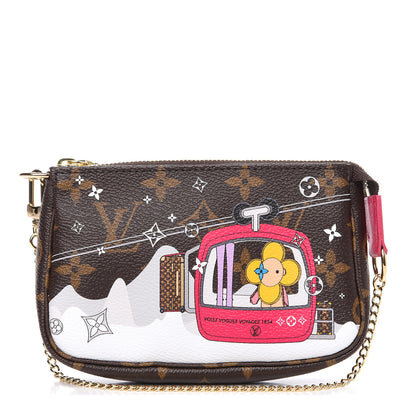 Louis Vuitton Monogram 2019 Christmas Animation Mini Courchevel Pochette Accessories Fuchsia 1 of 6