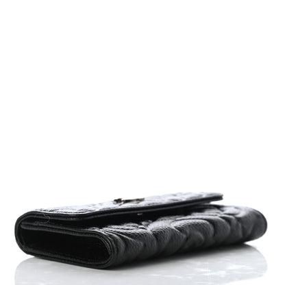 Chanel Caviar Camellia Embossed Card Holder Wallet Black 4 of 9