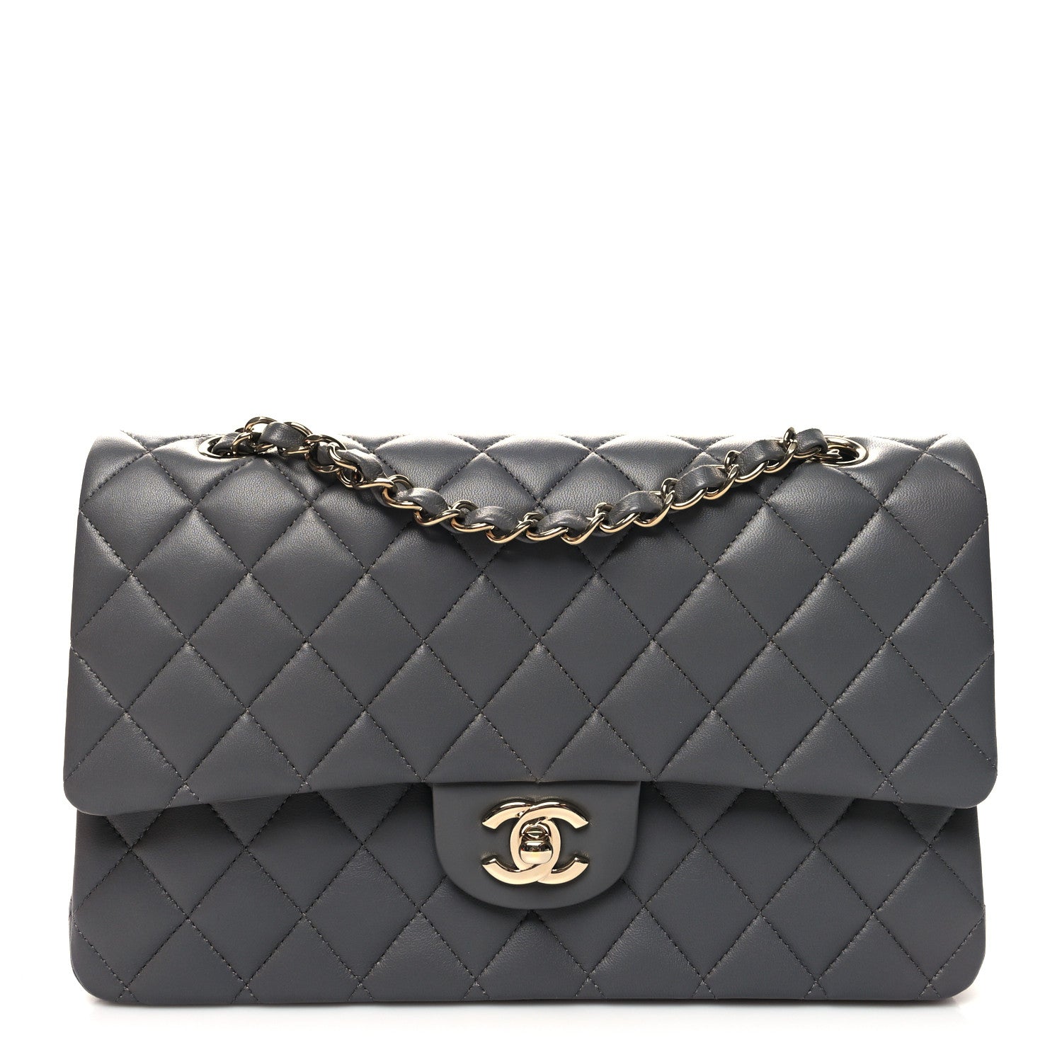 Chanel Lambskin Quilted Medium Double Flap Dark Grey 1 of 11