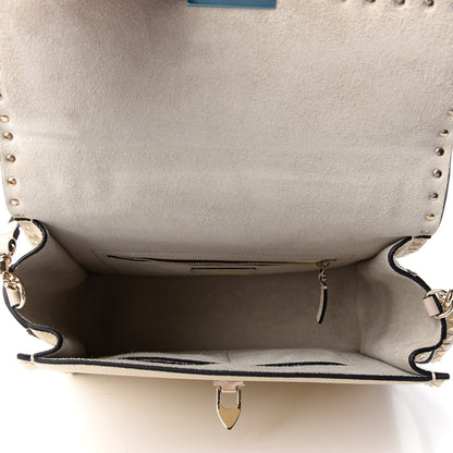 Valentino Garavani Grained Calfskin Rockstud Top Handle Flap Shoulder Bag Light Ivory 5 of 9