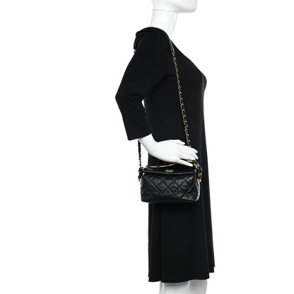 Chanel Crumpled Lambskin Quilted Small CC Links Shoulder Bag Black 2 of 11
