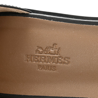 Hermes Calfskin Santorini Sandals 39 Black 6 of 10