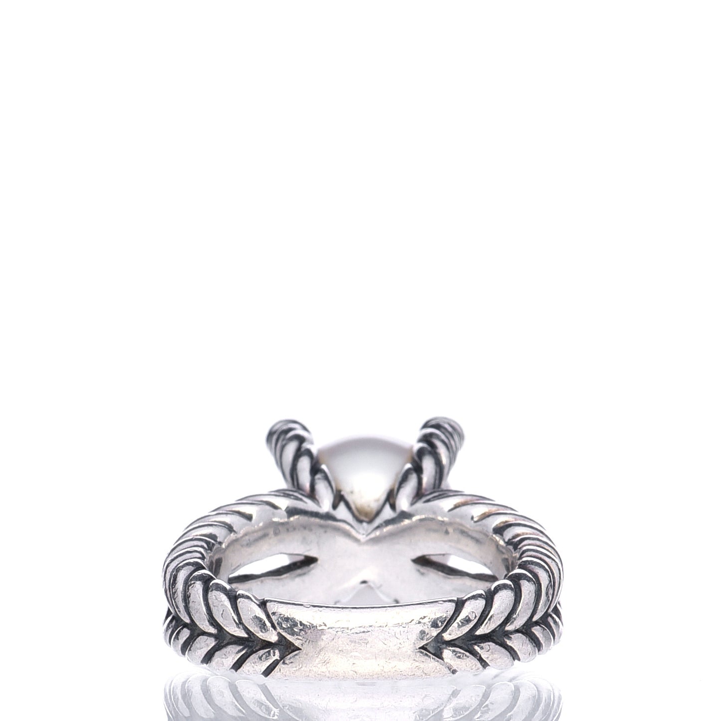 Sterling Silver Diamond Pearl 10mm Cable Ring 52 6