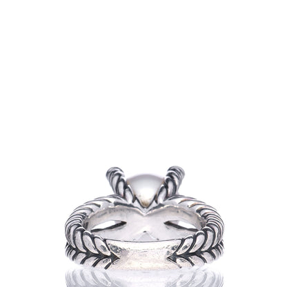 David Yurman Sterling Silver Diamond Pearl 10mm Cable Ring 52 6 3 of 6