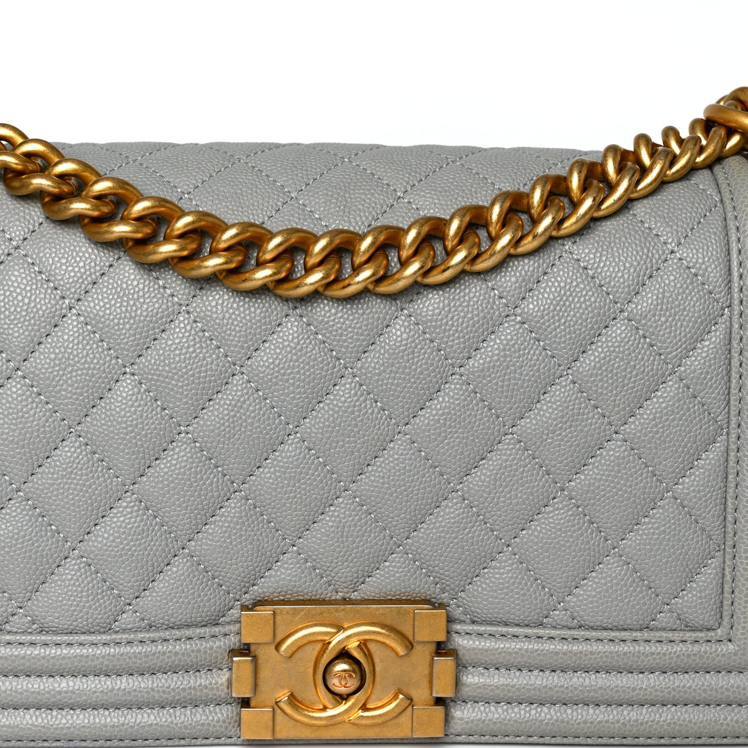 Chanel Caviar Quilted Medium Boy Flap Light Grey 8 of 11