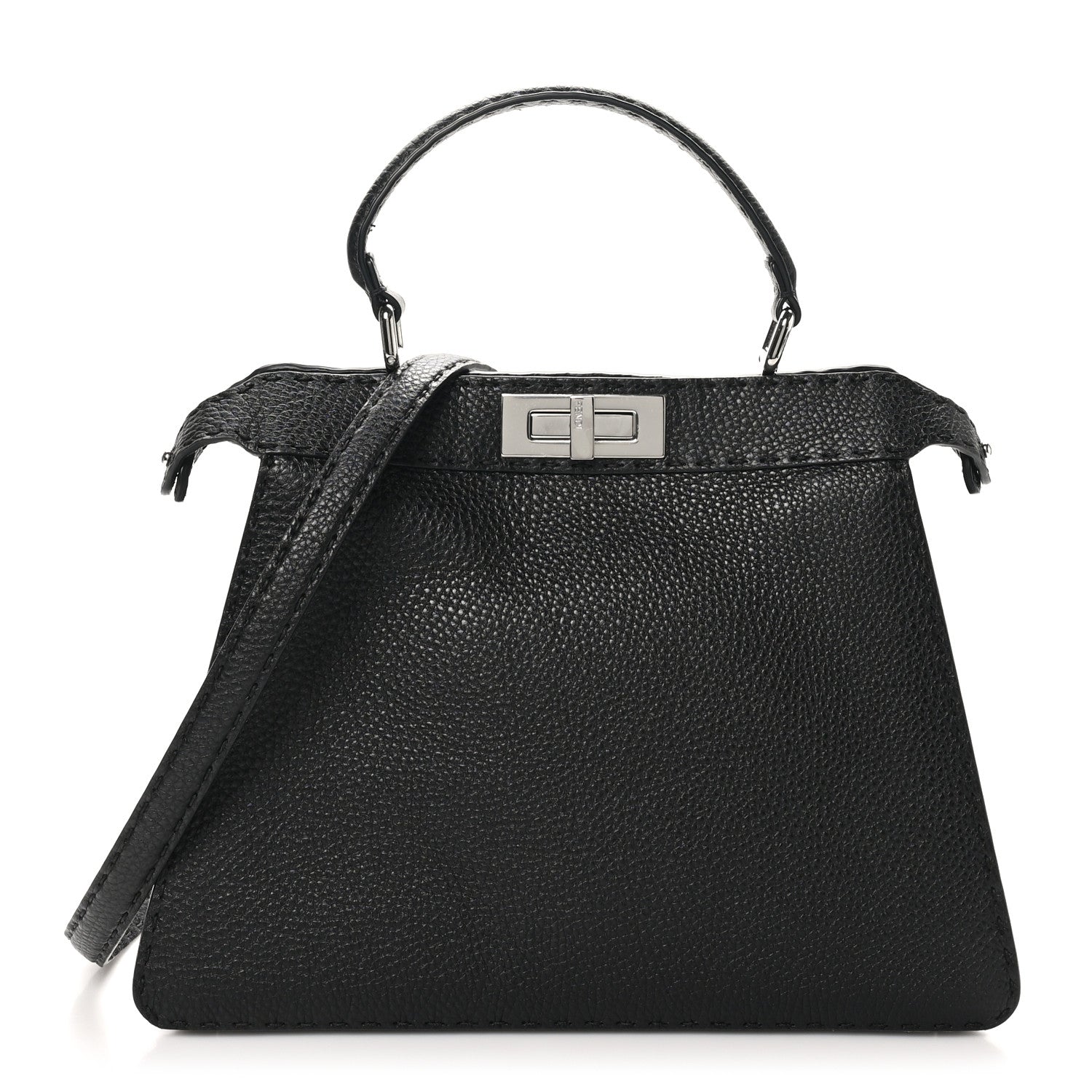 Fendi Cuoio Romano Selleria Chamois Medium Peekaboo I SEE U Satchel Black Camel Sunflower 1 of 11