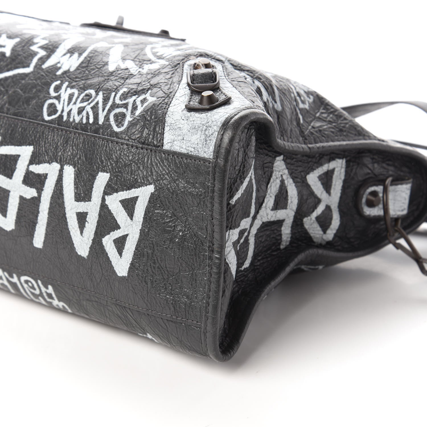 Balenciaga Agneau Arena Graffiti All Over Classic Hardware City Gris Fossile White 6 of 9