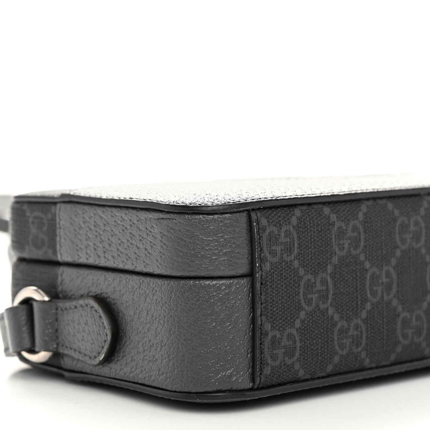 GG Supreme Monogram Textured Dollar Calfskin Mini New Basket Shoulder Bag Black Grey