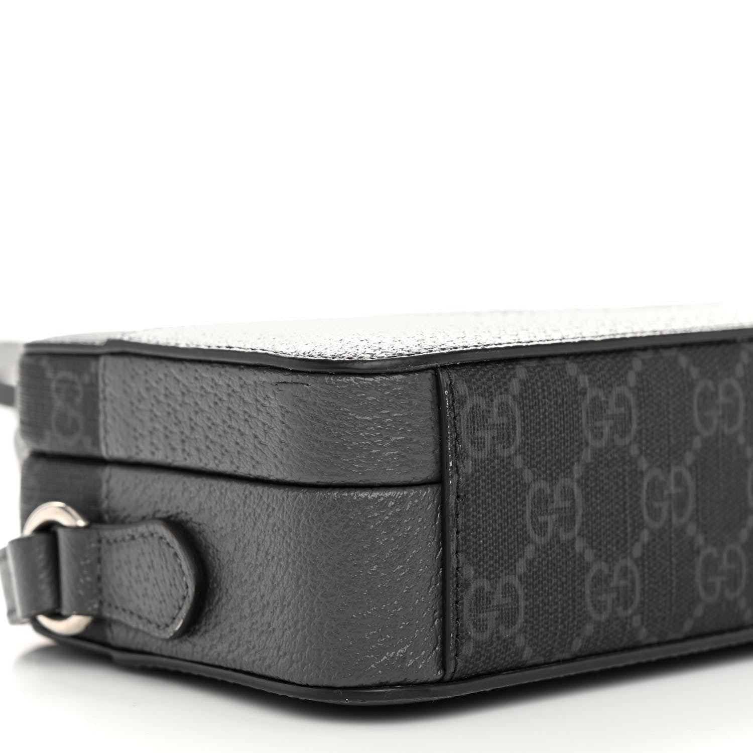 Gucci GG Supreme Monogram Textured Dollar Calfskin Mini New Basket Shoulder Bag Black Grey 8 of 9