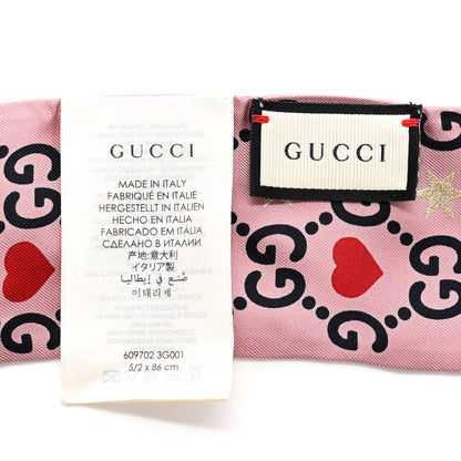 Gucci Silk Twill Big Dimmy Neck Bow Scarf Pink Blue 2 of 3