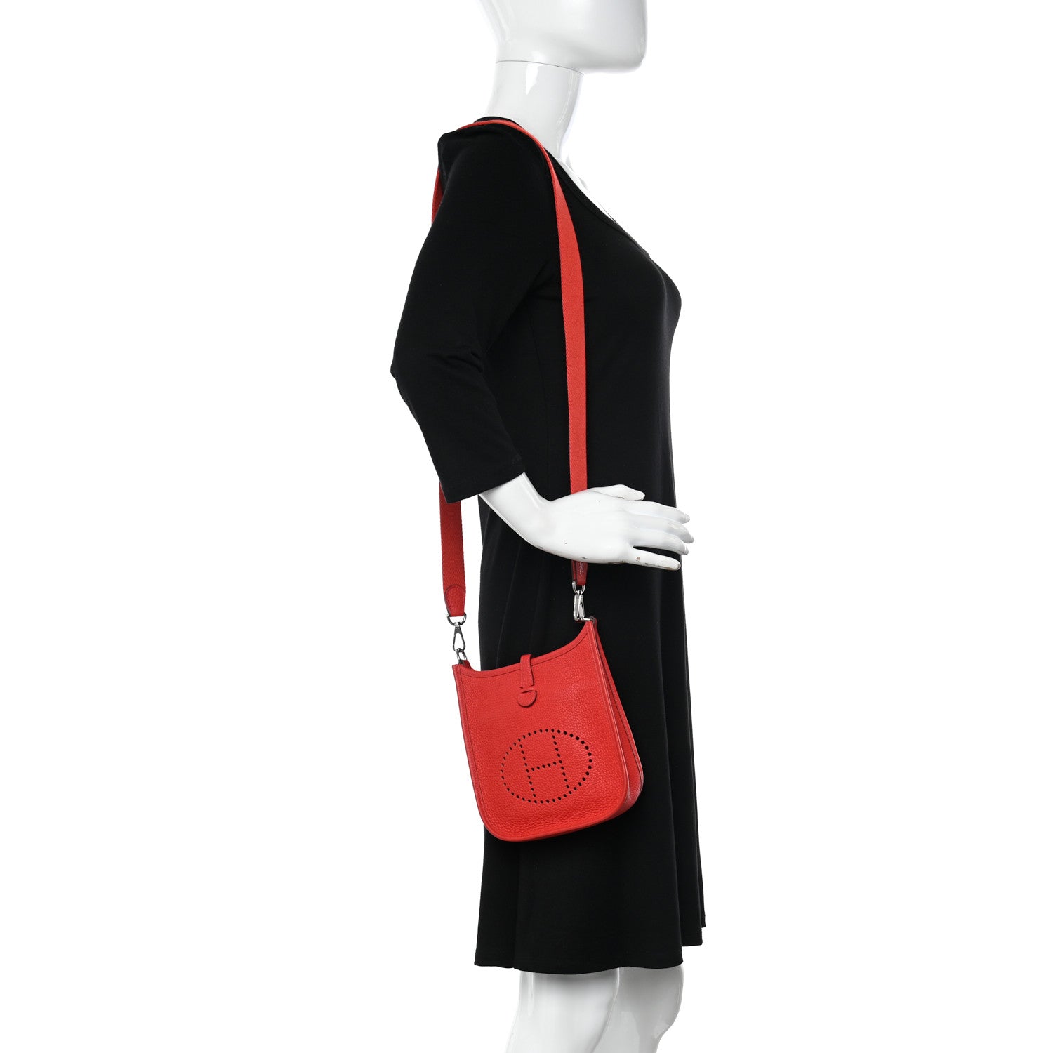 Hermes Taurillon Clemence Evelyne TPM Rouge Casaque 2 of 11