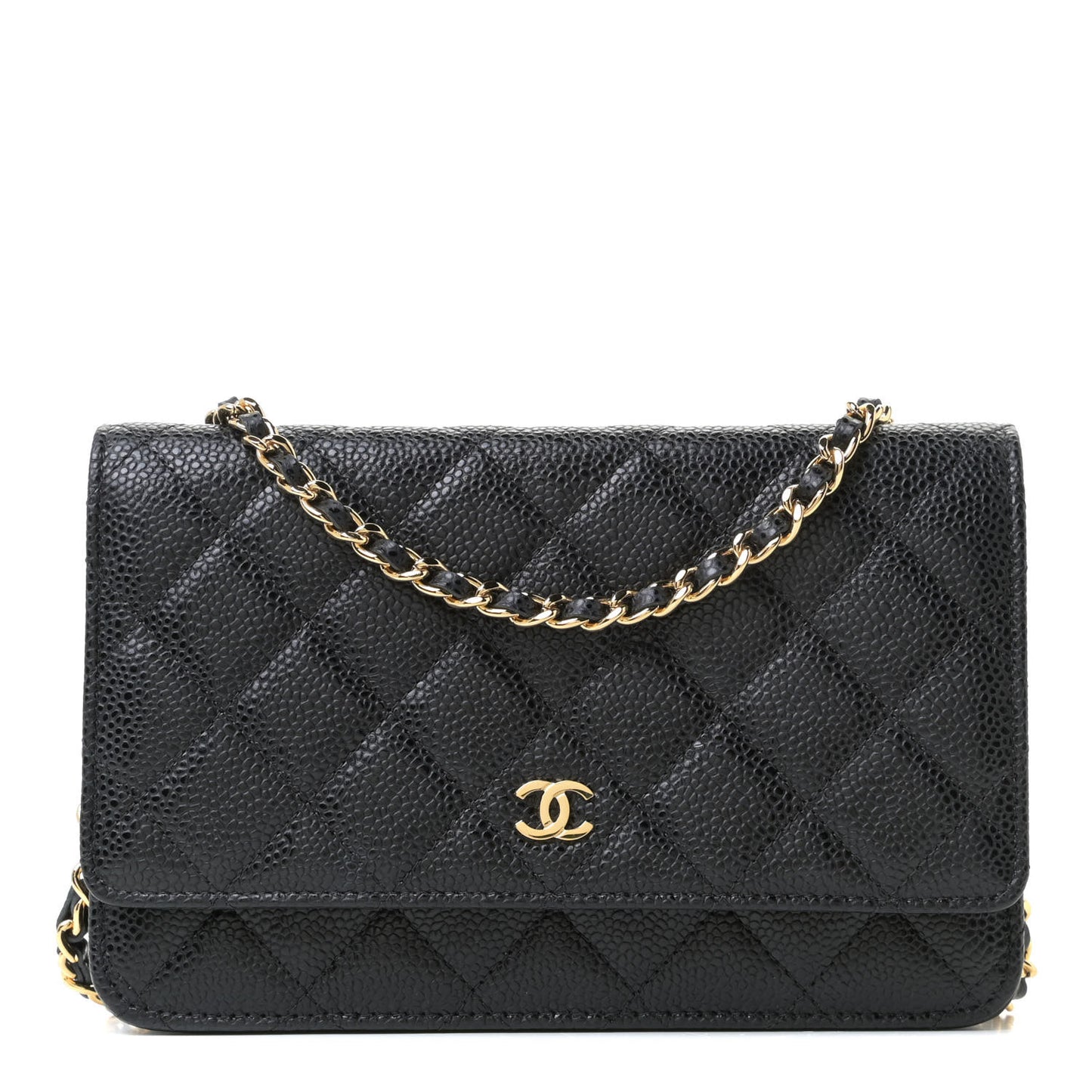 Caviar Quilted Wallet On Chain WOC Black