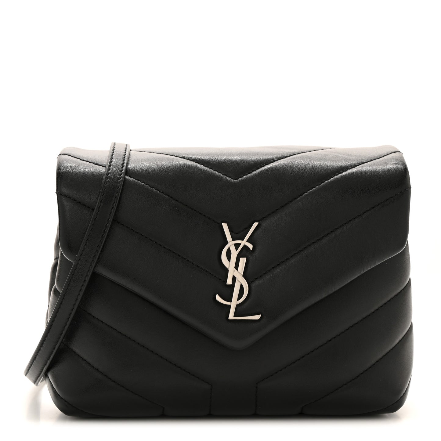 Calfskin Y Quilted Monogram Toy Loulou Crossbody Bag Black