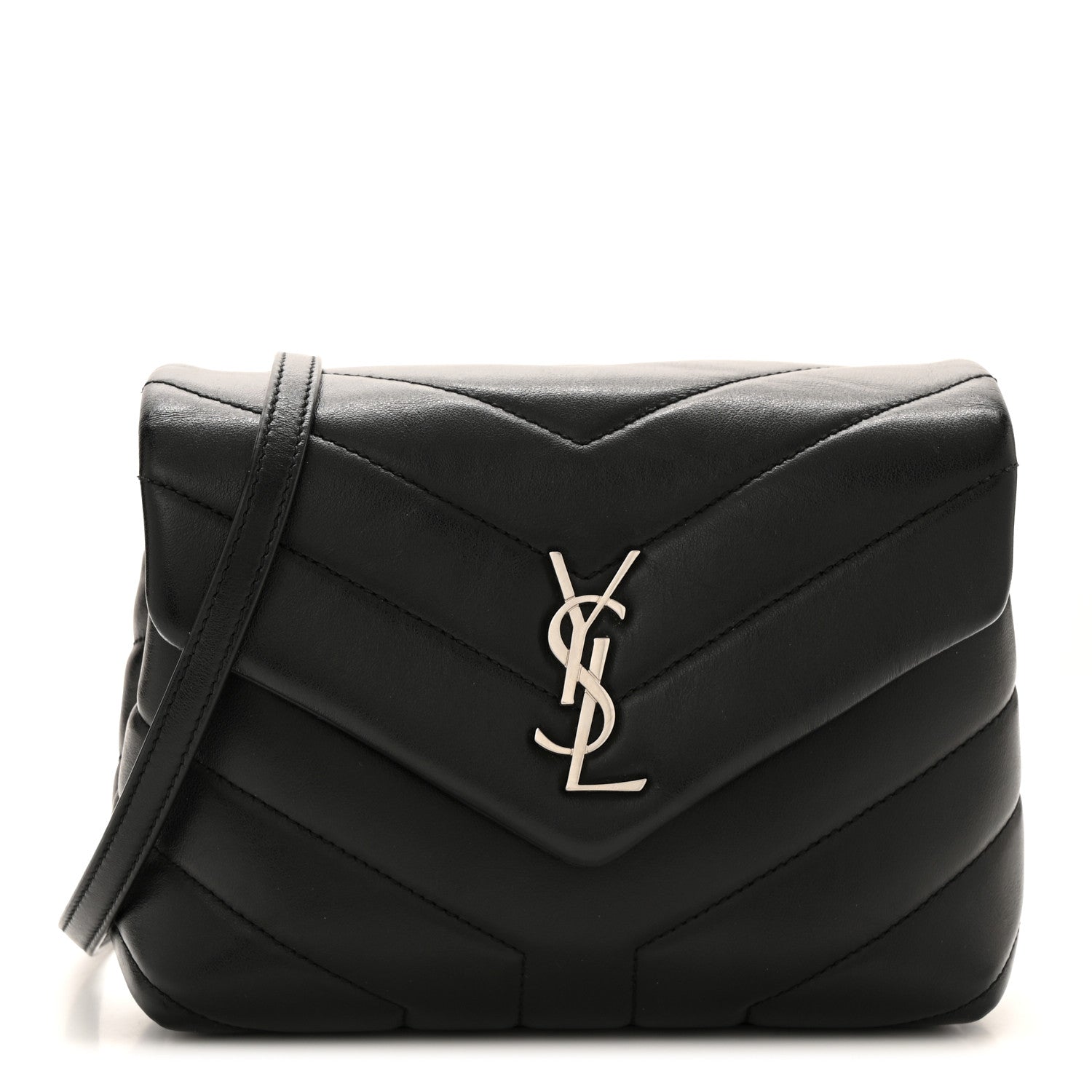 Saint Laurent Calfskin Y Quilted Monogram Toy Loulou Crossbody Bag Black 1 of 13