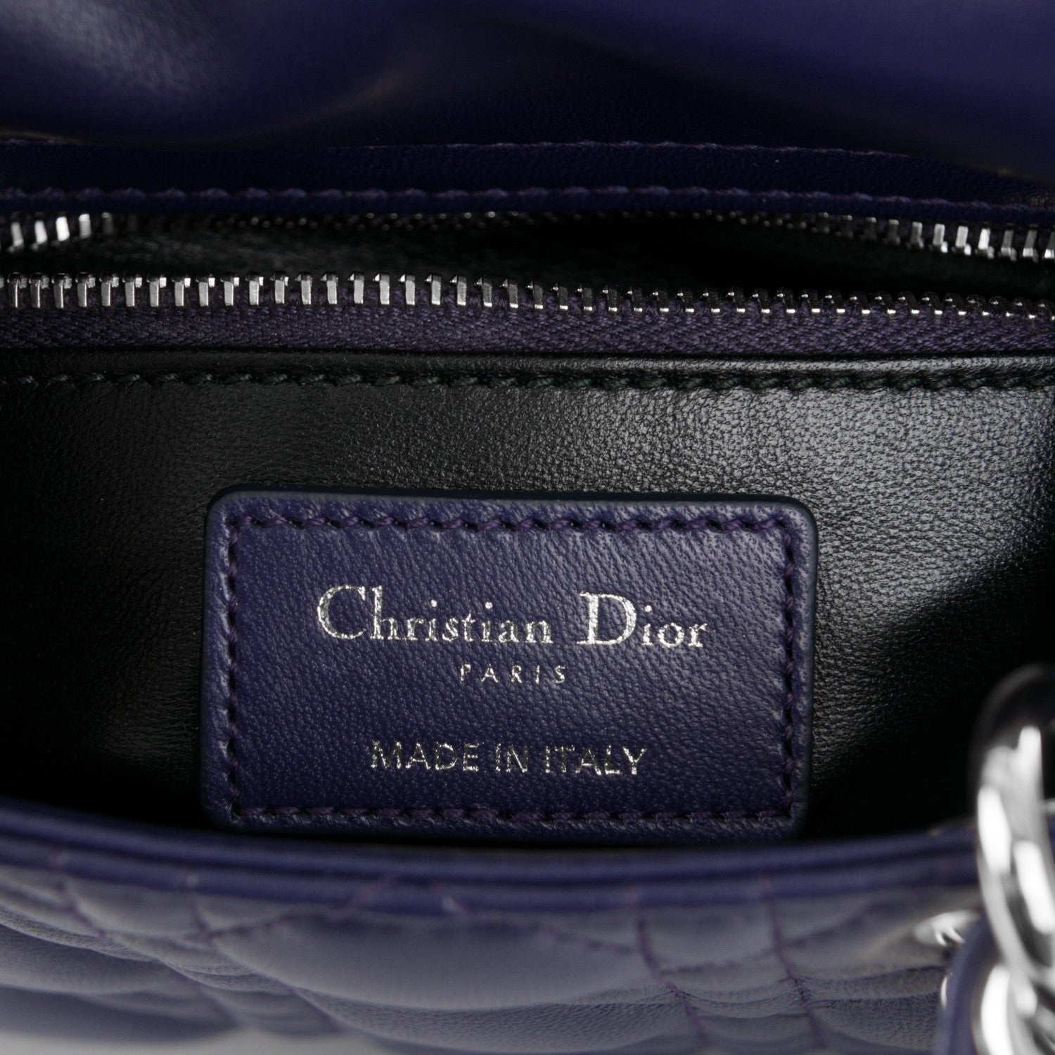 Christian Dior Lambskin Cannage Crystal Mini Lady Dior Navy Blue 6 of 7