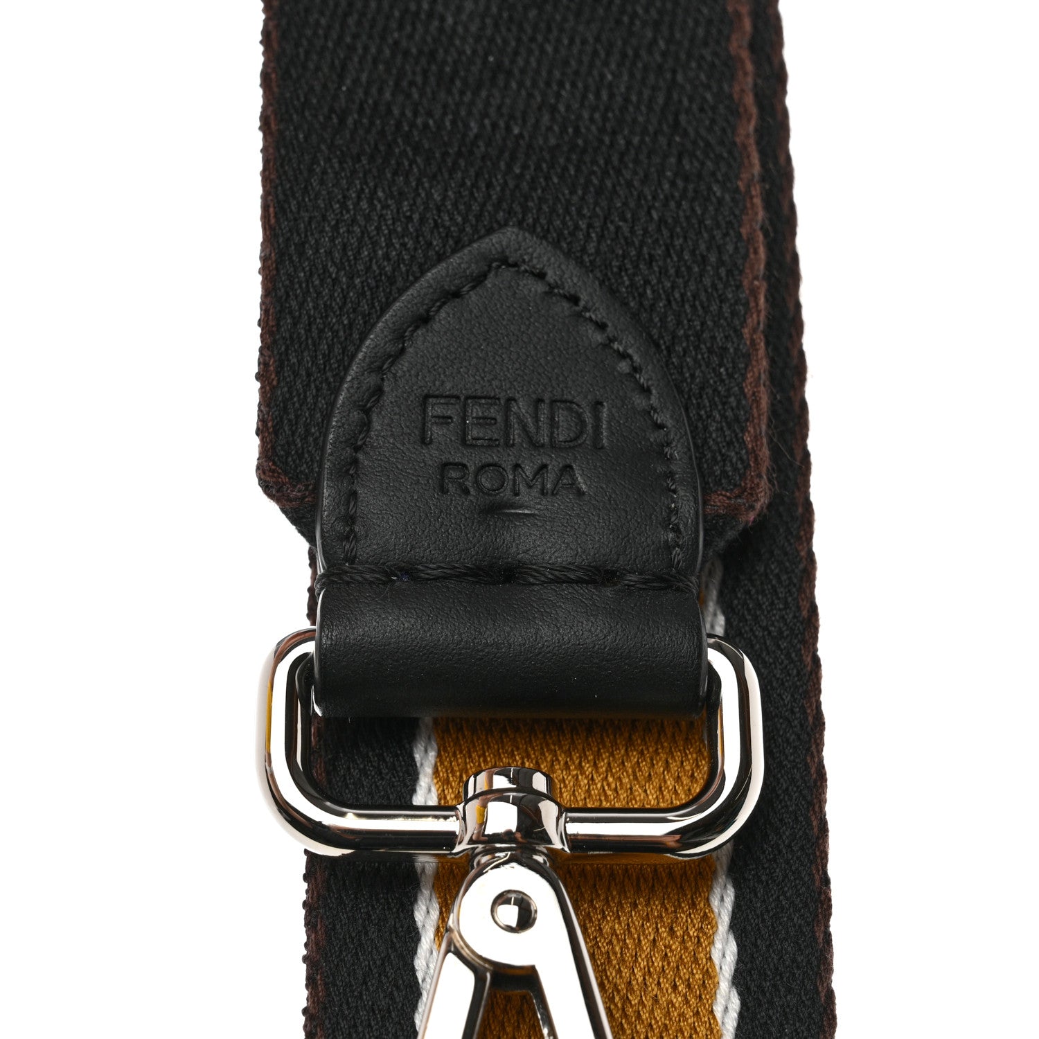 Fendi Ribbon Vitello Century FF Striped Strap You Black Tobacco 3 of 6
