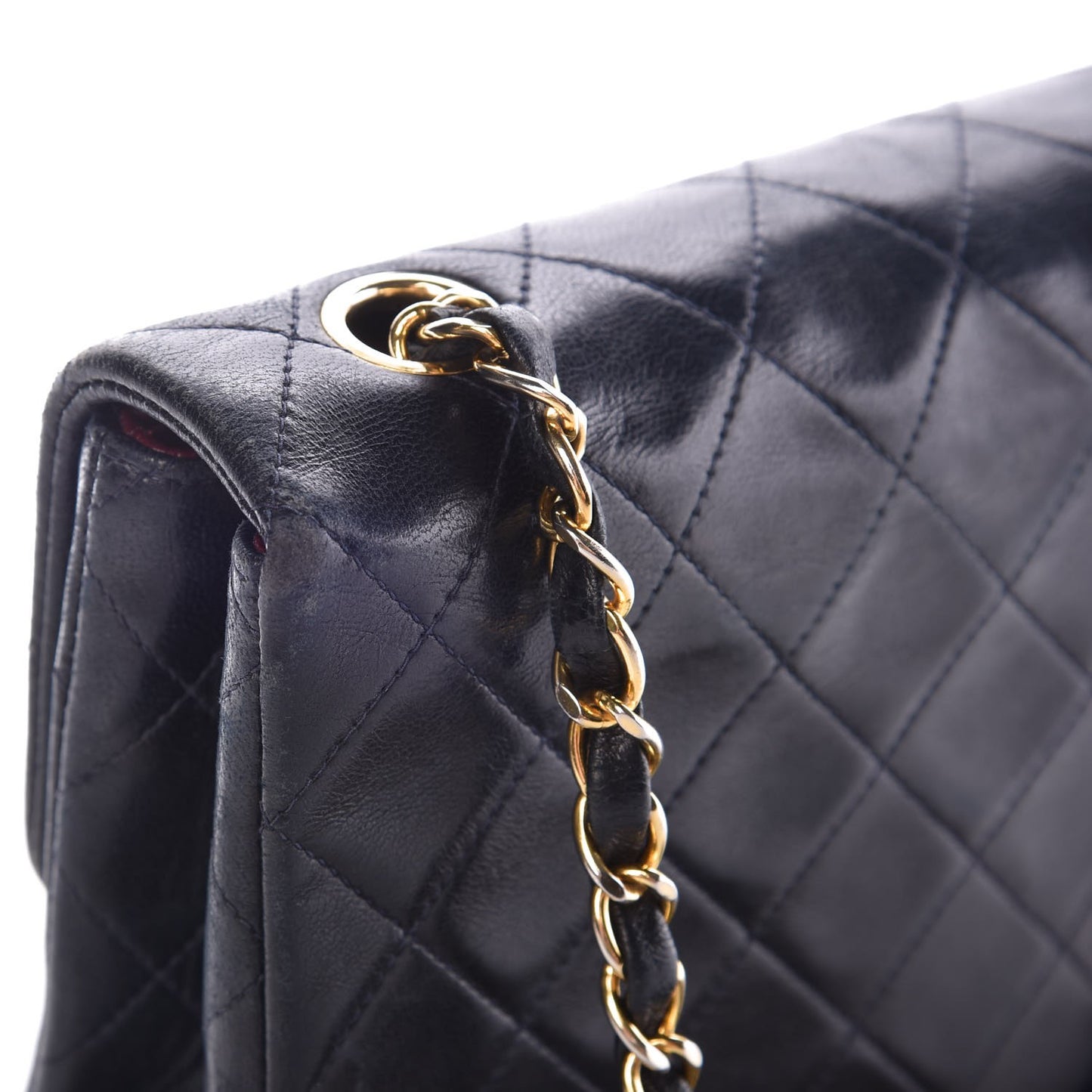 Lambskin Quilted Mini Square Flap Bag Navy