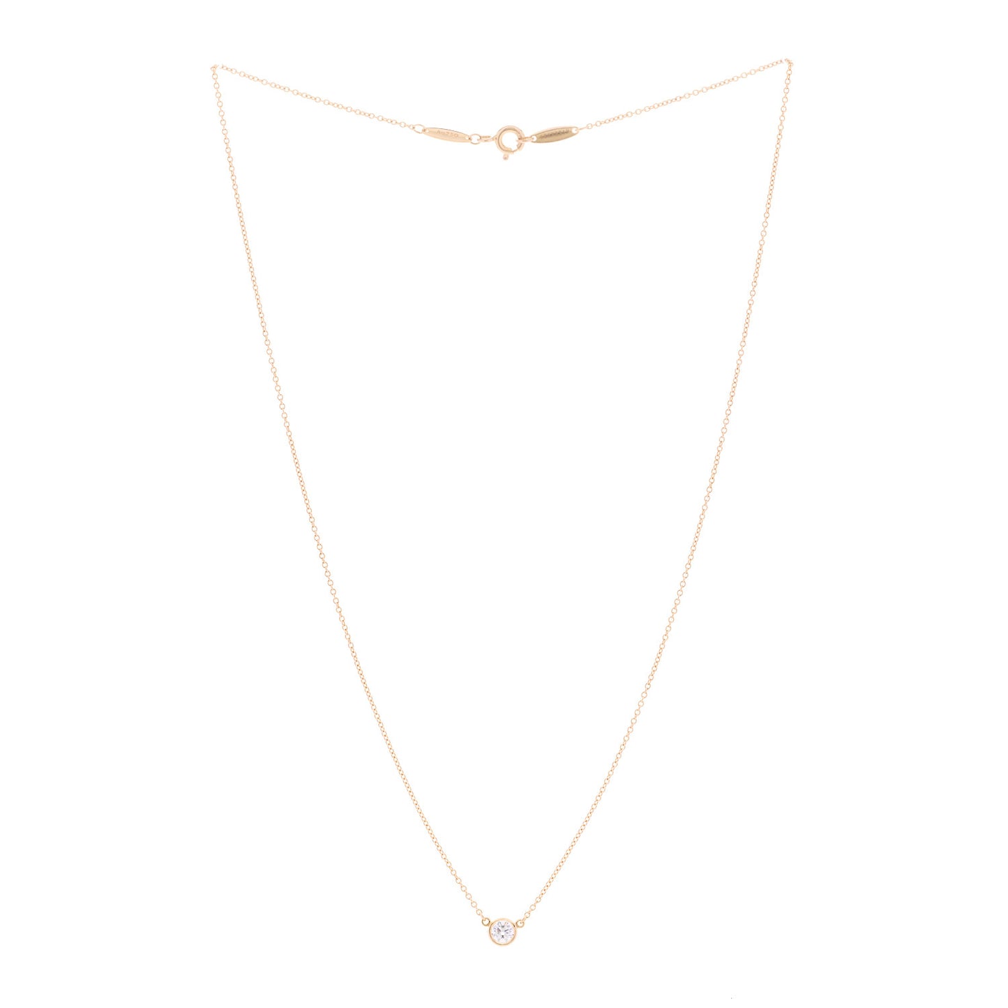18K Rose Gold Diamond .21ct Elsa Peretti Diamonds by the Yard Pendant Necklace