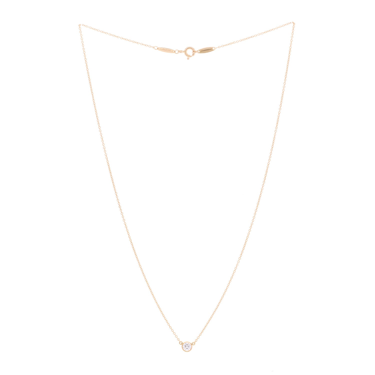Tiffany 18K Rose Gold Diamond .21ct Elsa Peretti Diamonds by the Yard Pendant Necklace 3 of 5