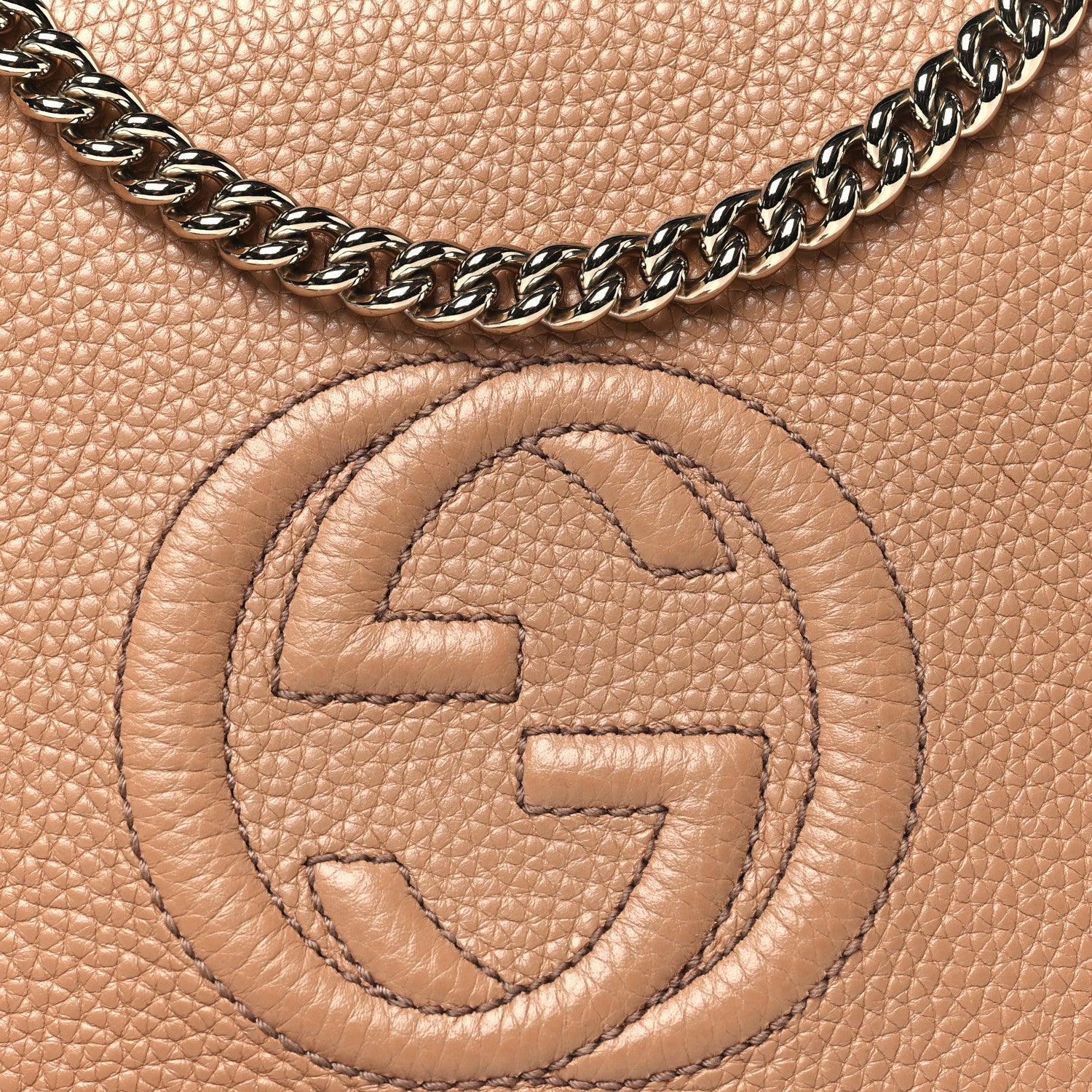 Gucci Pebbled Calfskin Medium Soho Flap Crossbody Camelia 8 of 10