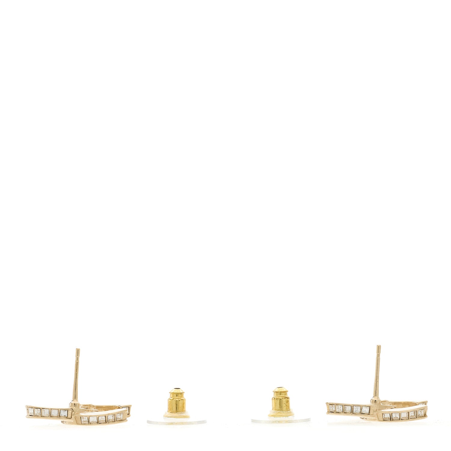 Chanel Metal Baguette Crystal CC Earrings Gold 3 of 5