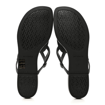 Hermes Rubber Womens Egerie Sandals 38 Black 5 of 8