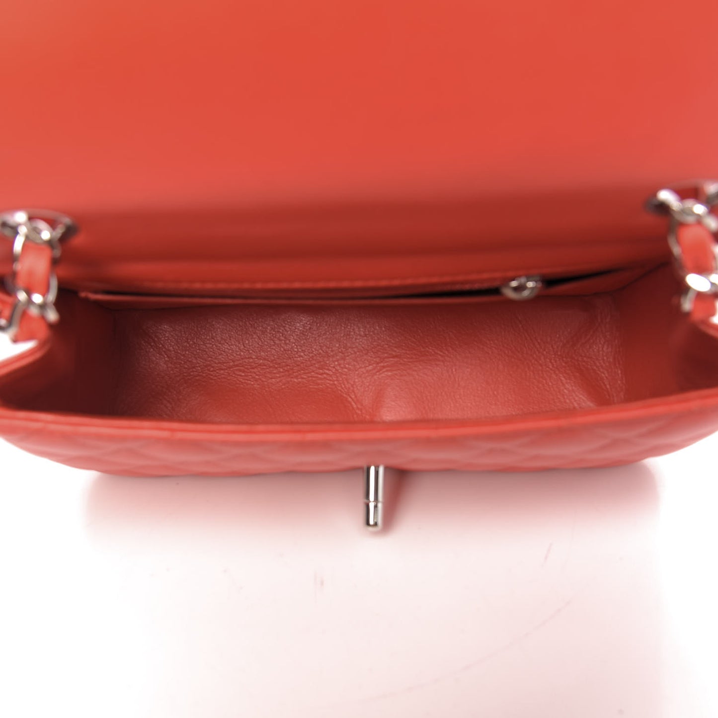 Lambskin Quilted Mini Rectangular Flap Red