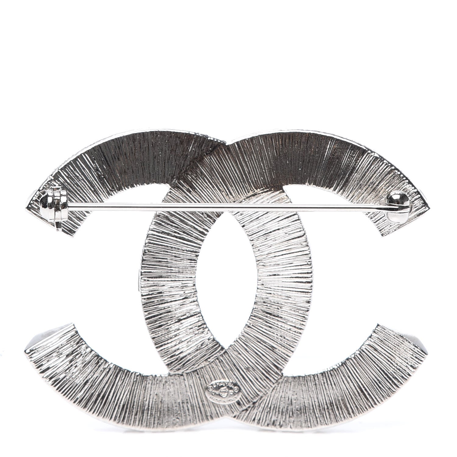 Chanel Baguette Crystal CC Brooch Silver 2 of 2