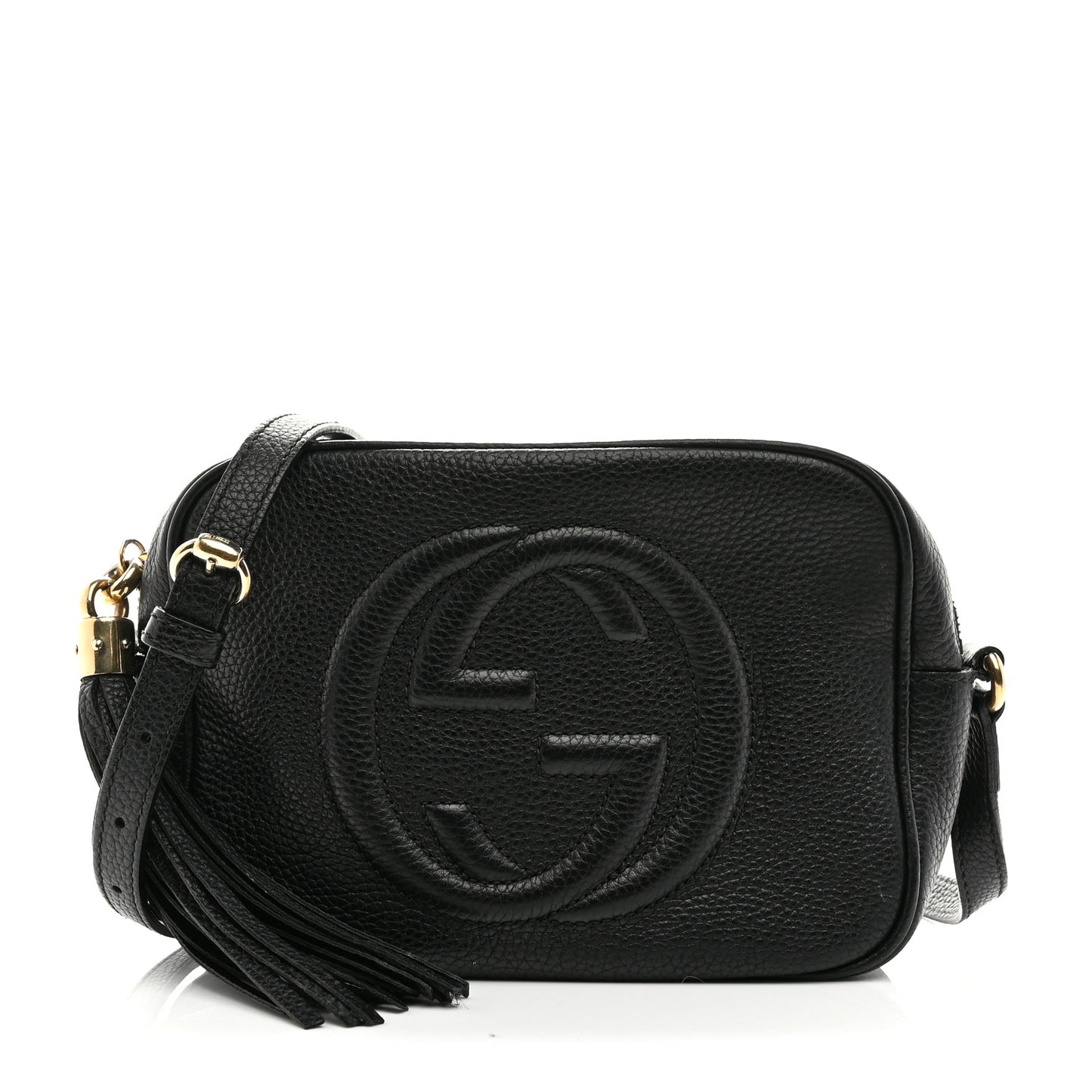 Pebbled Calfskin Small Soho Disco Bag Black