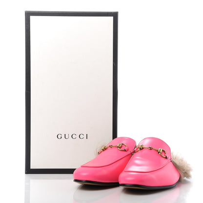 Gucci Calfskin Fur Mens Princetown Slippers 7 Fuxia Fluo Natural 9 of 9