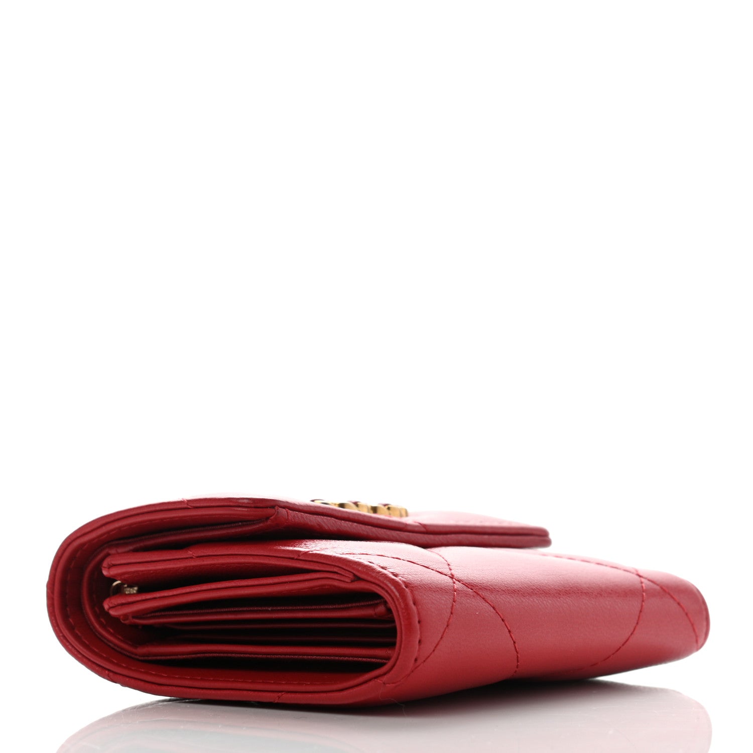 Chanel Goatskin Quilted Chanel 19 Small Flap Wallet Red 4 of 11
