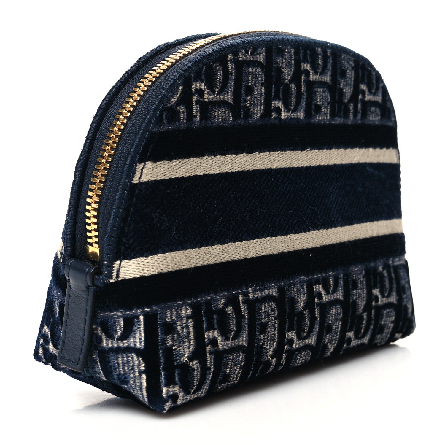 Christian Dior Velvet Oblique Cosmetic Pouch Blue 3 of 9