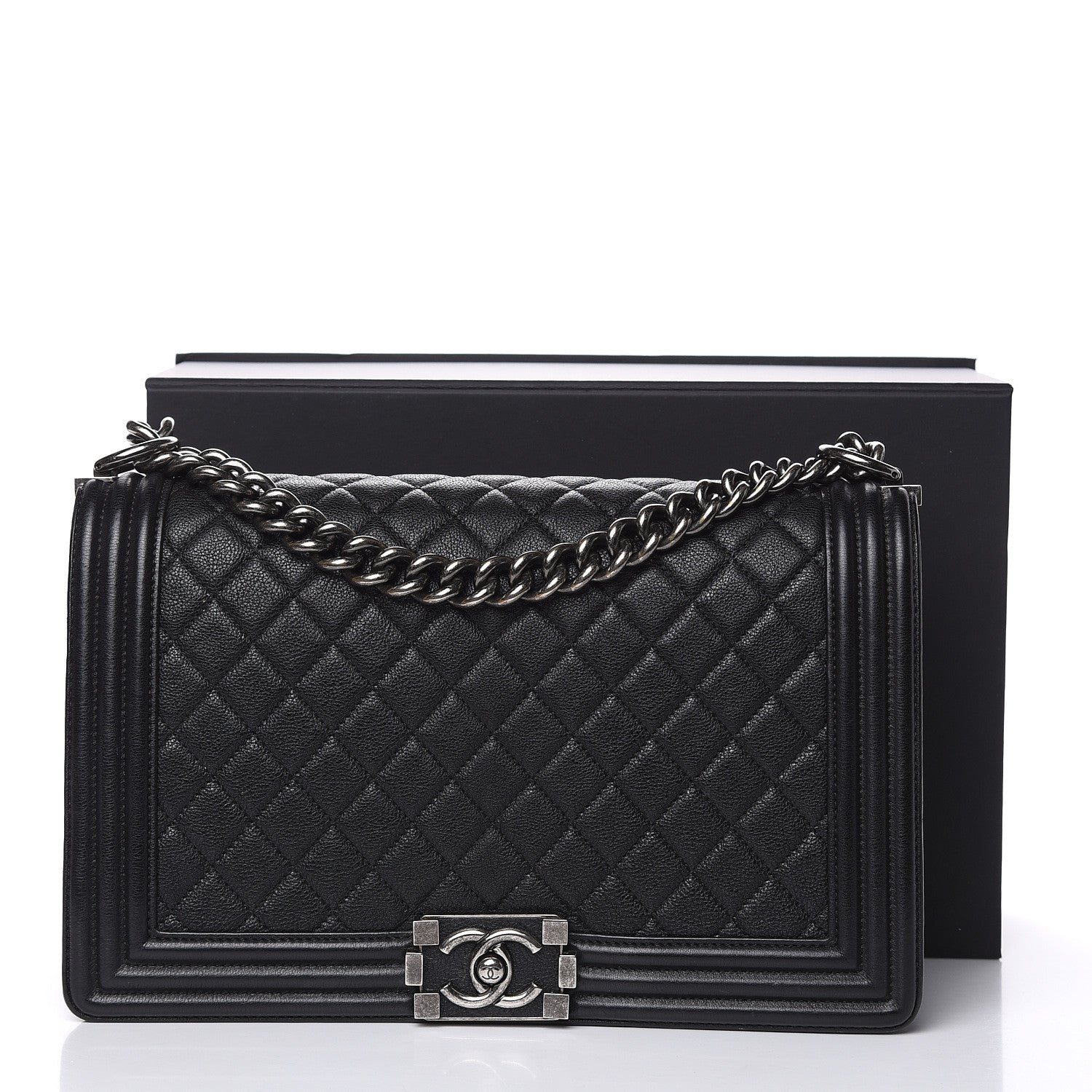 Chanel Grained Calfskin Quilted New Medium Boy Flap Black 14 of 14