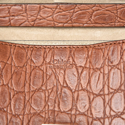Chloe Calfskin Crocodile Embossed Drew Shoulder Bag Sienna Red 6 of 10