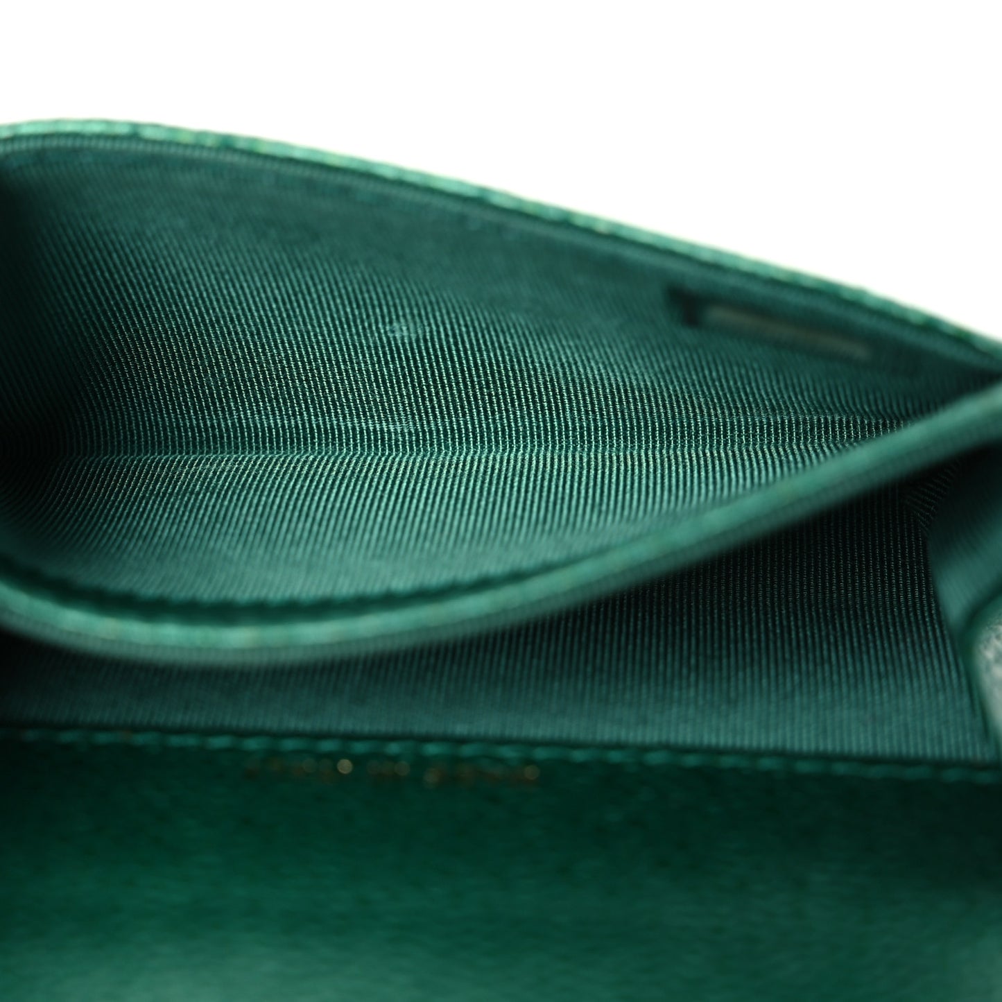 Metallic Caviar Quilted Flap Card Holder Wallet Green