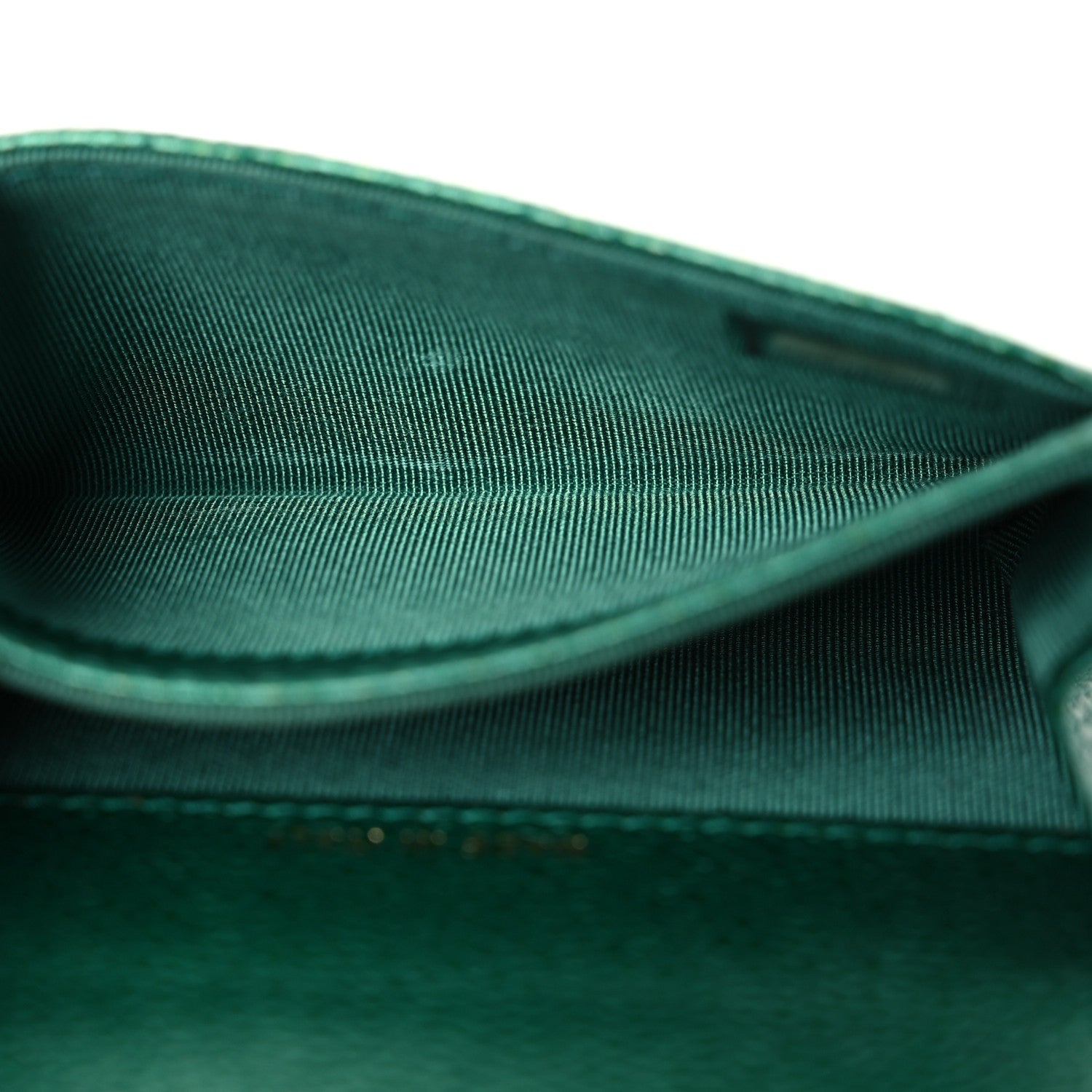 Chanel Metallic Caviar Quilted Flap Card Holder Wallet Green 6 of 13